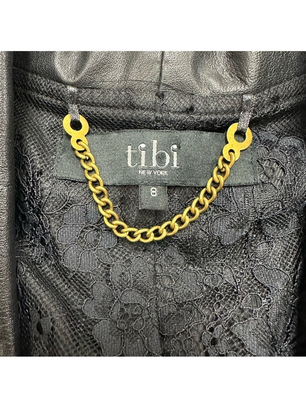 Tibi black tuxedo jacket Womens Size 8 leather lapels Formal New Years - Picture 2 of 12